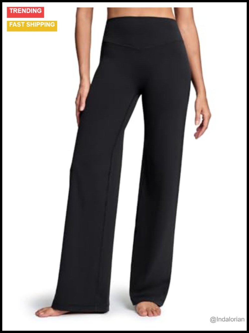 Wide Leg Yoga Pants Women High Rise 34.5" Inseam 4-Way Stretch Nylon Blend No
